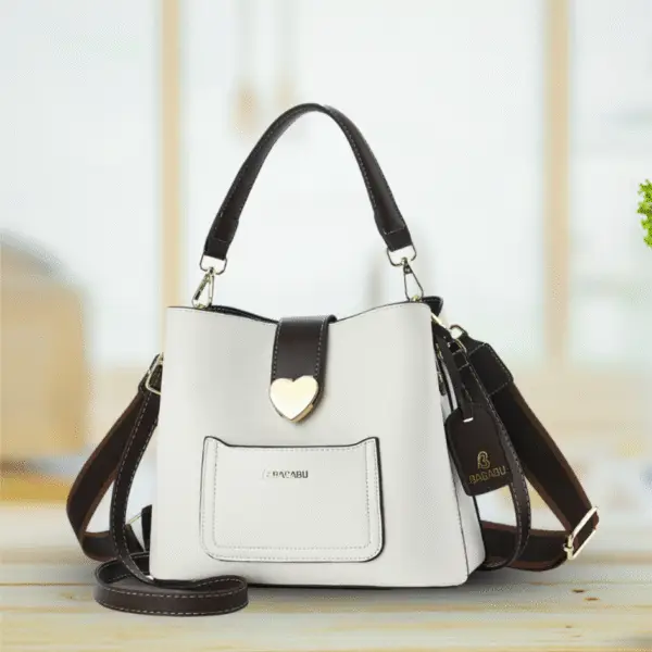 Bagabu Heart Locked White Dual-Strap Handbag for Work Brunch and Slay BB1005W