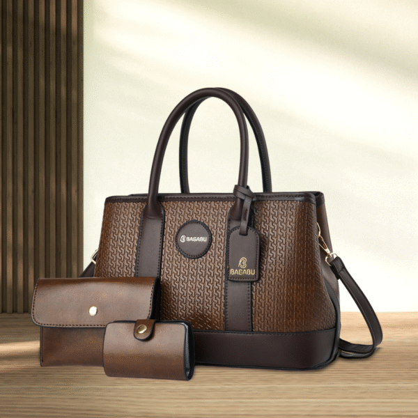Bagabu Rich Coffee Luxary Textured Handbag for Travel and Working Women BB1007RC