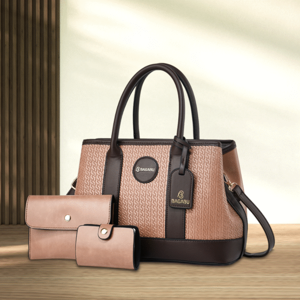 Bagabu Nude Pink Luxary Textured Handbag for Travel and Working Women BB1007NP
