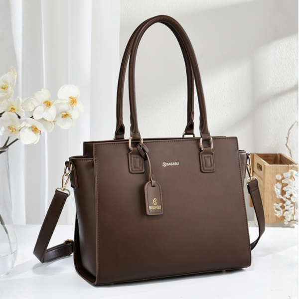 Bagabu Luxary Coffee Colour Vegan Leather stylish Laptop handbag for Office and Working Women BB1004CF