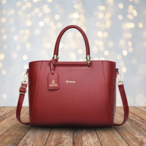 Bagabu Red Classic Structured Vegan Leather Stylish Everyday office & Party Handbag BB1002R